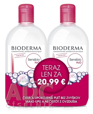 BIODERMA SENSIBIO H2O ZA VÝHODNÚ CENU PLEŤOVÁ VODA NA CITLIVÚ PLEŤ 2X500 ML, 1X1 SET