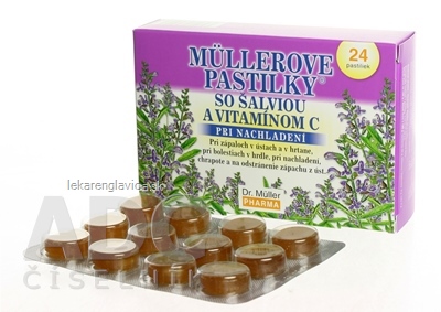 MÜLLEROVE PASTILKY SO ŠALVIOU A VITAMÍNOM C (PRI NACHLADENÍ) 1X24 KS