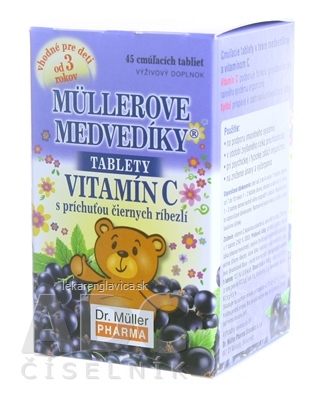 MÜLLEROVE MEDVEDÍKY - VITAMÍN C TABLETY S PRÍCHUŤOU ČIERNYCH RÍBEZLÍ 1X45 KS